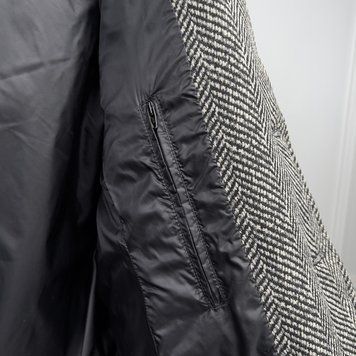 Jacket White Black Herringbone Polar Tech Fabric Goose Down