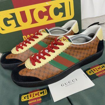 Dapper Dan Web G74 GG Monogram кросівки коричневі шкіряні 3136 фото