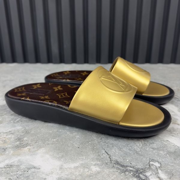Sunbath Mules LV Monogram Gold
