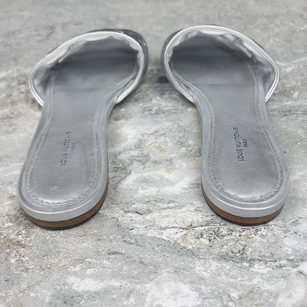 Revival Monogram Sandal Flat Silver Leather