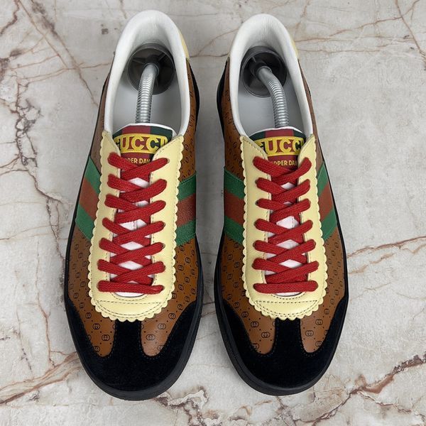 Dapper Dan Web G74 GG Monogram Sneakers Brown Leather