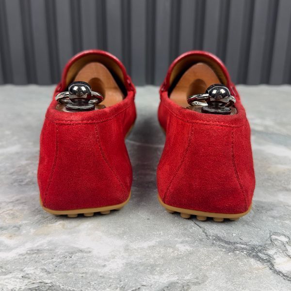 Kanye Web Horsebit Moccasins Red Suede