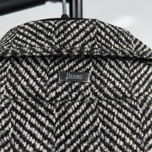 Jacket White Black Herringbone Polar Tech Fabric Goose Down