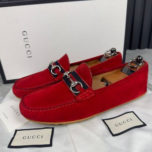 Kanye Web Horsebit Moccasins Red Suede