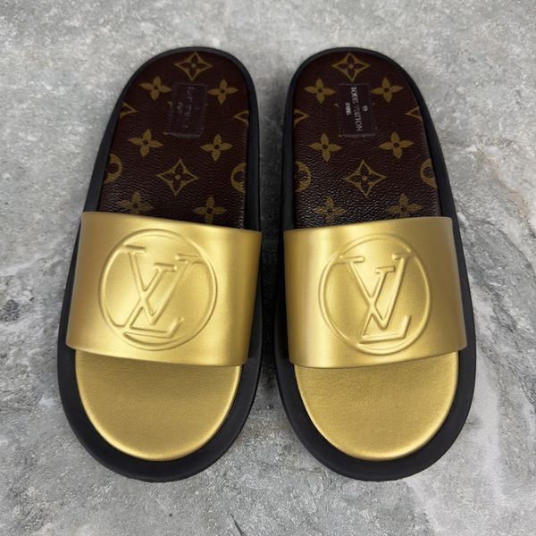 Sunbath Mules LV Monogram Gold