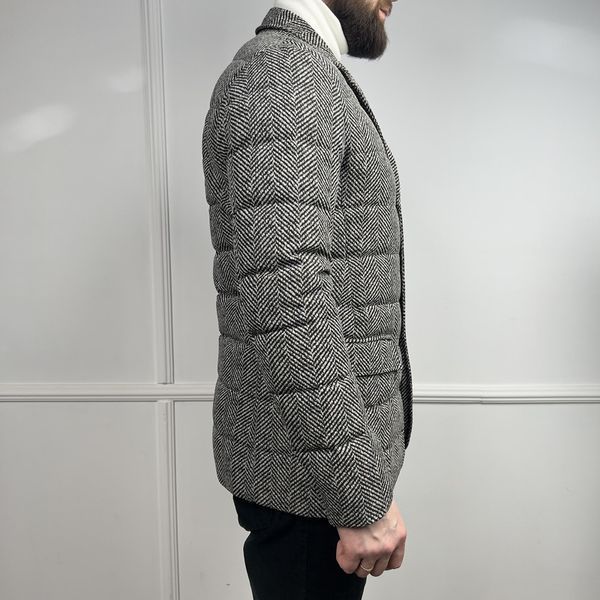 Jacket White Black Herringbone Polar Tech Fabric Goose Down