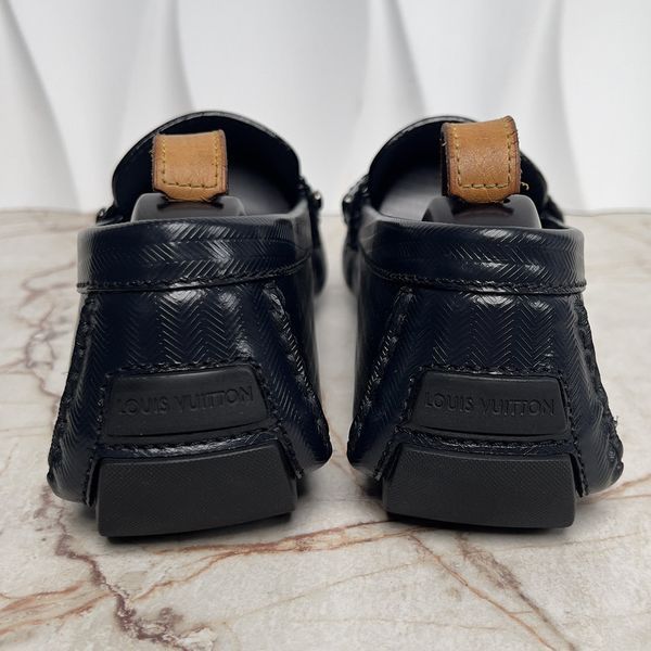 Monte Carlo Moccasins Herringbone Blue Glazed Leather