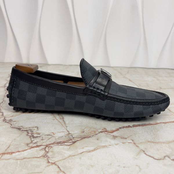 Hockenheim Damier Driving Moccasins Gray Leather