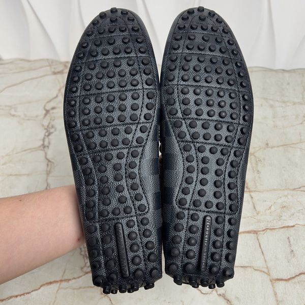 Hockenheim Damier Driving Moccasins Gray Leather