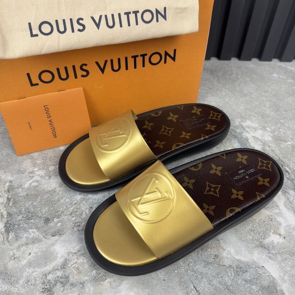 Sunbath Mules LV Monogram Gold