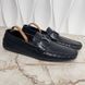 Monte Carlo Moccasins Herringbone Blue Glazed Leather