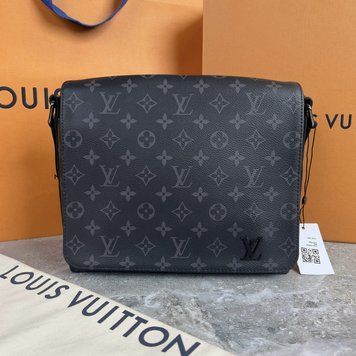 District PM Messenger Crossbody Bag Monogram Eclipse Black Canvas