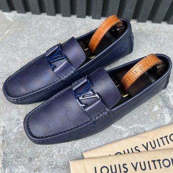 Monte Carlo Damier Infini Moccasins Blue Leather