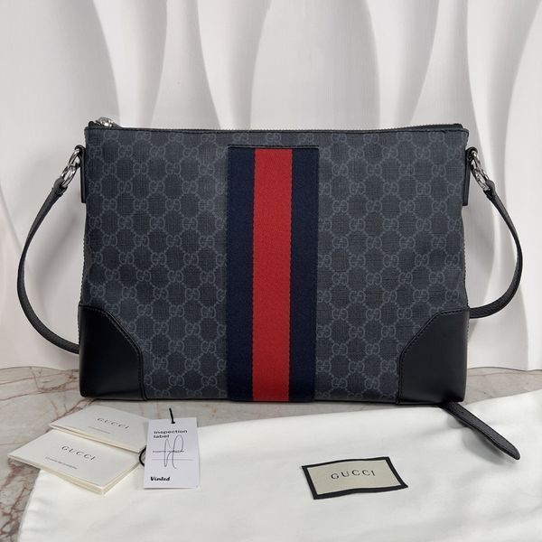 GG Supreme Canvas Messenger Bag Laptop & Lacoste Strap