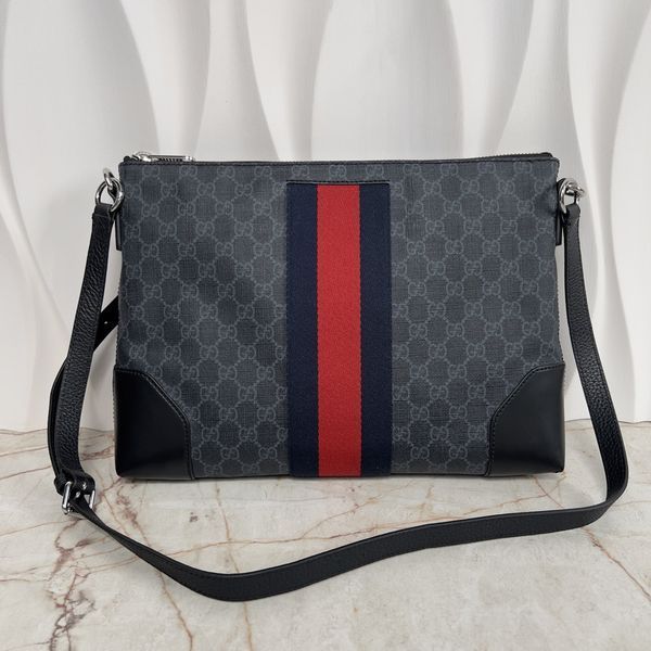 GG Supreme Canvas Messenger Bag Laptop & Lacoste Strap