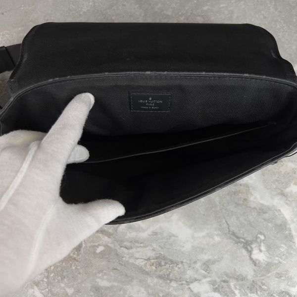 District PM Messenger Crossbody Bag Monogram Eclipse Black Canvas