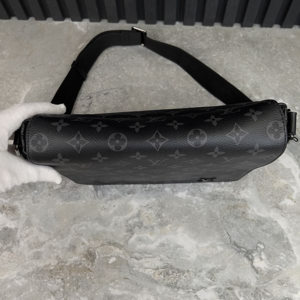 District PM Messenger Crossbody Bag Monogram Eclipse Black Canvas