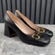 Horsebit Pumps Block Heels Black Leather