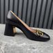 Horsebit Pumps Block Heels Black Leather