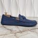 Double GG Interlocking Driving Moccasin Blue Leather