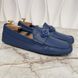 Double GG Interlocking Driving Moccasin Blue Leather