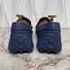 Double GG Interlocking Driving Moccasin Blue Leather
