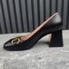 Horsebit Pumps Block Heels Black Leather