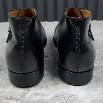 Boots Buckle Monk Strap Black Leather