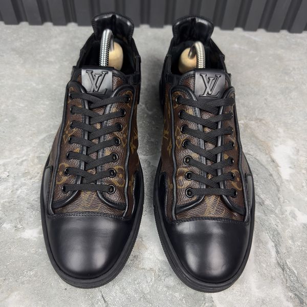 Slalom Monogram Sneakers Brown Leather