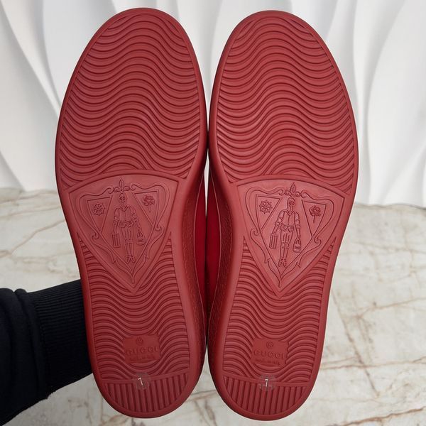 Ace Interlocking GG Sneakers Red Leather