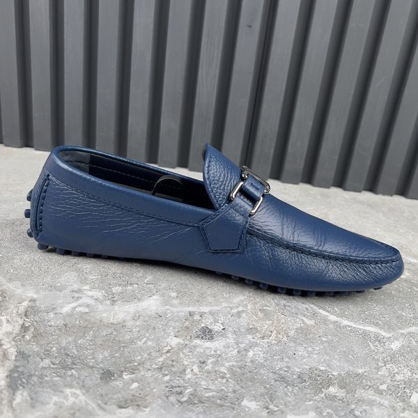 Hockenheim Moccasins Grained Blue Leather