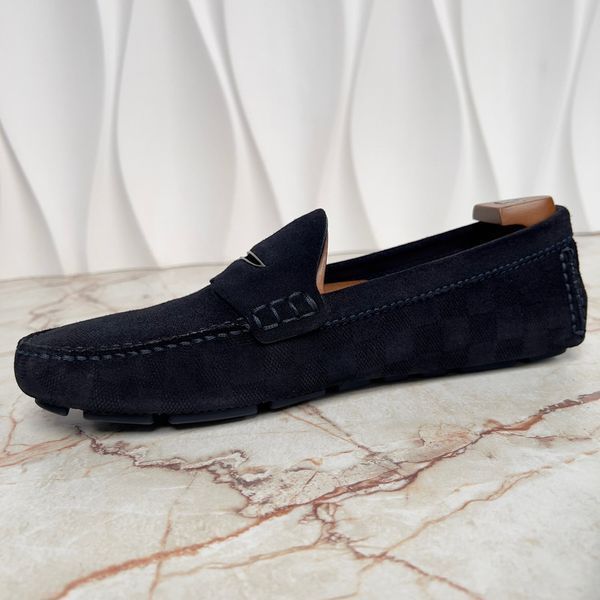 Shade Damier Penny Moccasin Blue Suede
