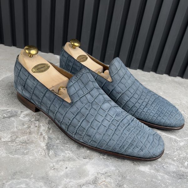 Loafers Dress Shoes Crocodile Alligator Skin Leather 3374 фото