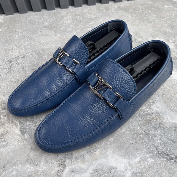 Hockenheim Moccasins Grained Blue Leather