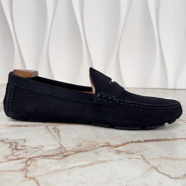 Shade Damier Penny Moccasin Blue Suede