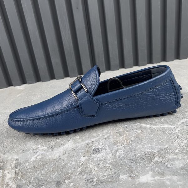Hockenheim Moccasins Grained Blue Leather