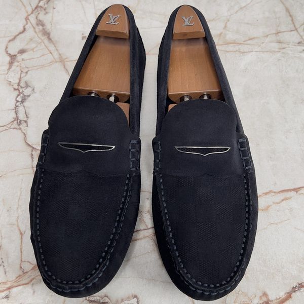 Shade Damier Penny Moccasin Blue Suede