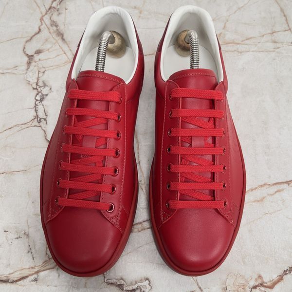 Ace Interlocking GG Sneakers Red Leather