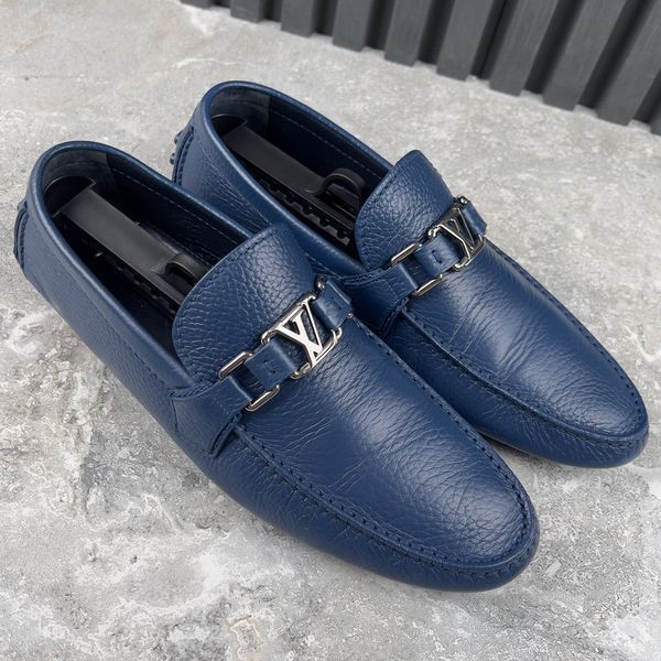 Hockenheim Moccasins Grained Blue Leather