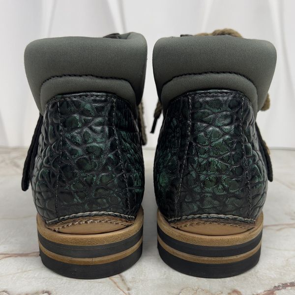 Hiking Boots Strap Green Grain Leather