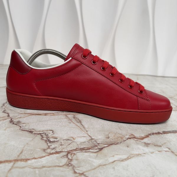 Ace Interlocking GG Sneakers Red Leather
