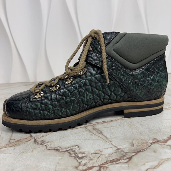 Hiking Boots Strap Green Grain Leather