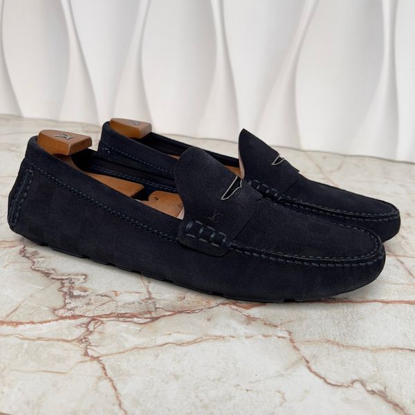 Shade Damier Penny Moccasin Blue Suede