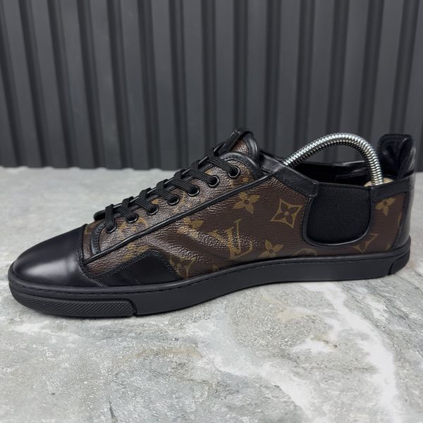 Slalom Monogram Sneakers Brown Leather