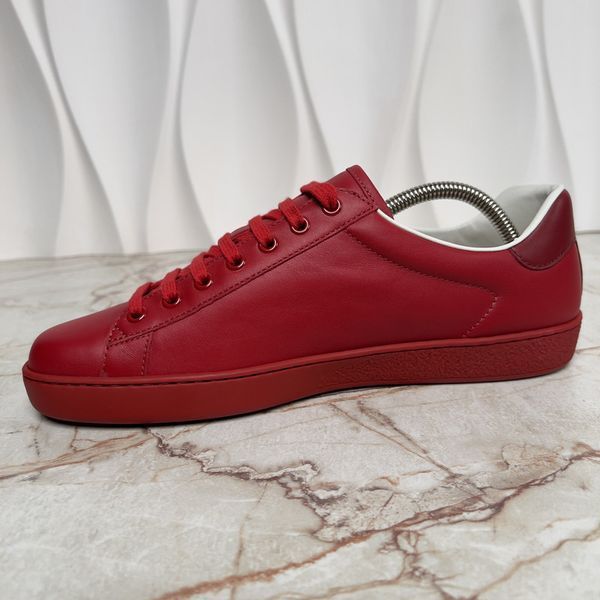 Ace Interlocking GG Sneakers Red Leather