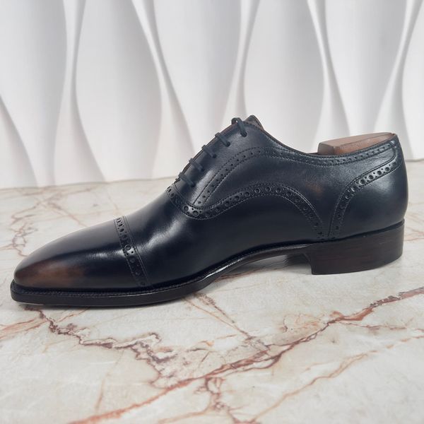 Derby Dress Wingtip Lace Up Patina Leather