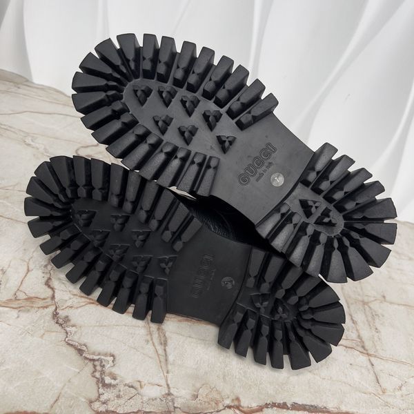 Черевики комбат Zip Jumbo GG Monogram чорні шкіряні 3892 фото