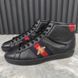 Ace Web High Sneakers Bees EMbroidered Black Leather\