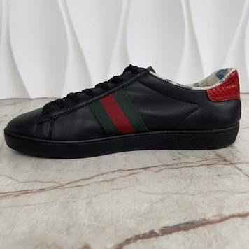 Gucci x Sega Ace Sneakers Ayers Web Guccy Print Black Leather