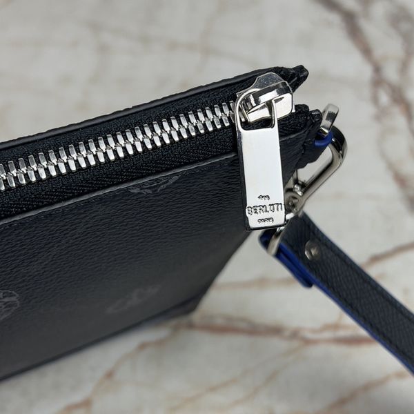 Nino GM Clutch Document Holder Black Blue Canvas Leather